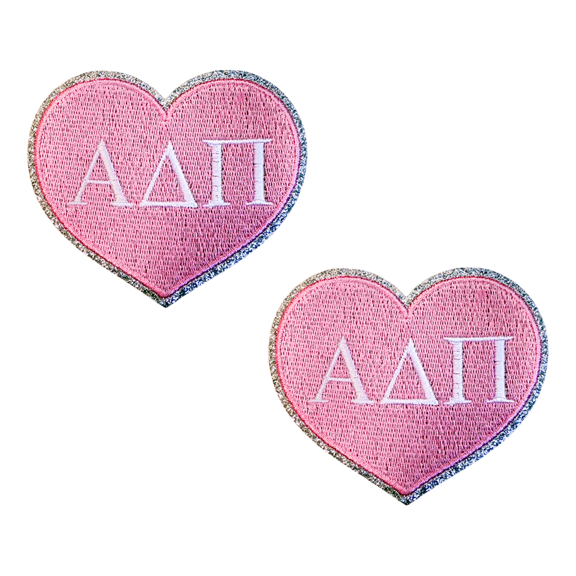 Alpha Delta Pi Heart Sorority Embroidered Patches - 2-Pack - Pink
