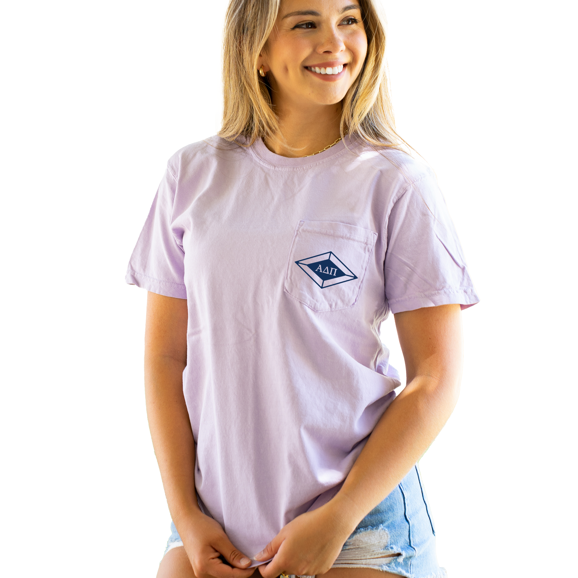 Alpha Delta Pi Diamond Pocket Tee - Orchid