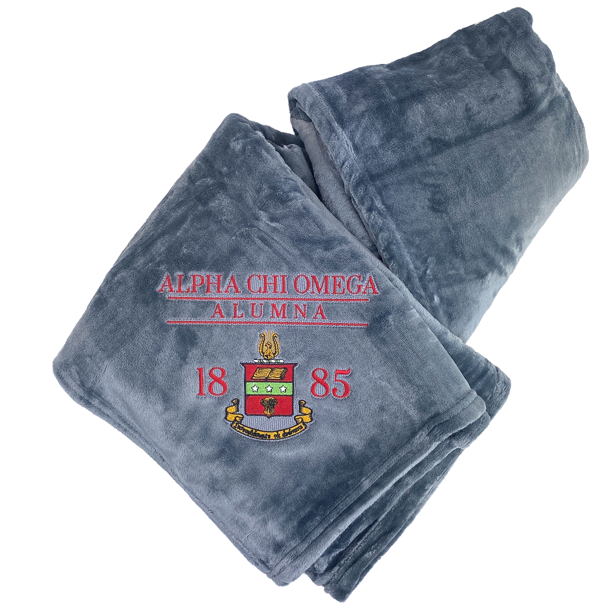Alpha Chi Omega Embroidered Alumna Blanket - Sorority Crest Throw