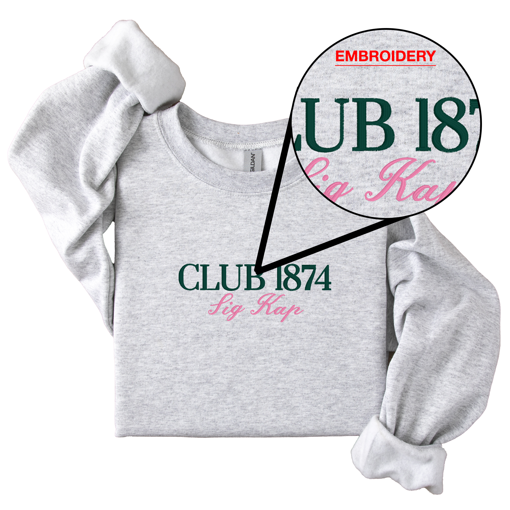 Sigma Kappa Tennis Club - Embroidered & Printed Preppy Sorority Sweater - Ash