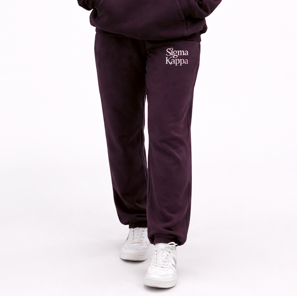 Sigma Kappa Bordeaux Sweatpants with Embroidered Logo