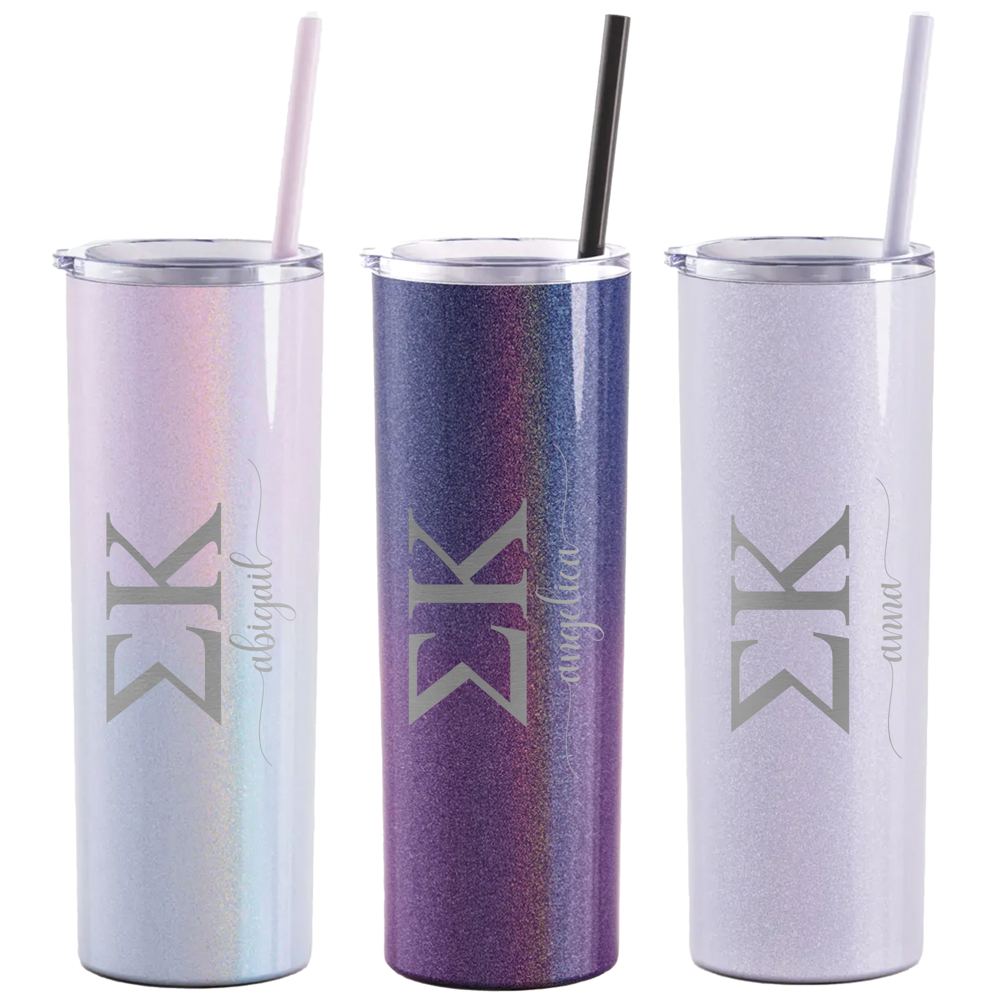 Sigma Kappa - Personalized Skinny Tumbler with Straw
