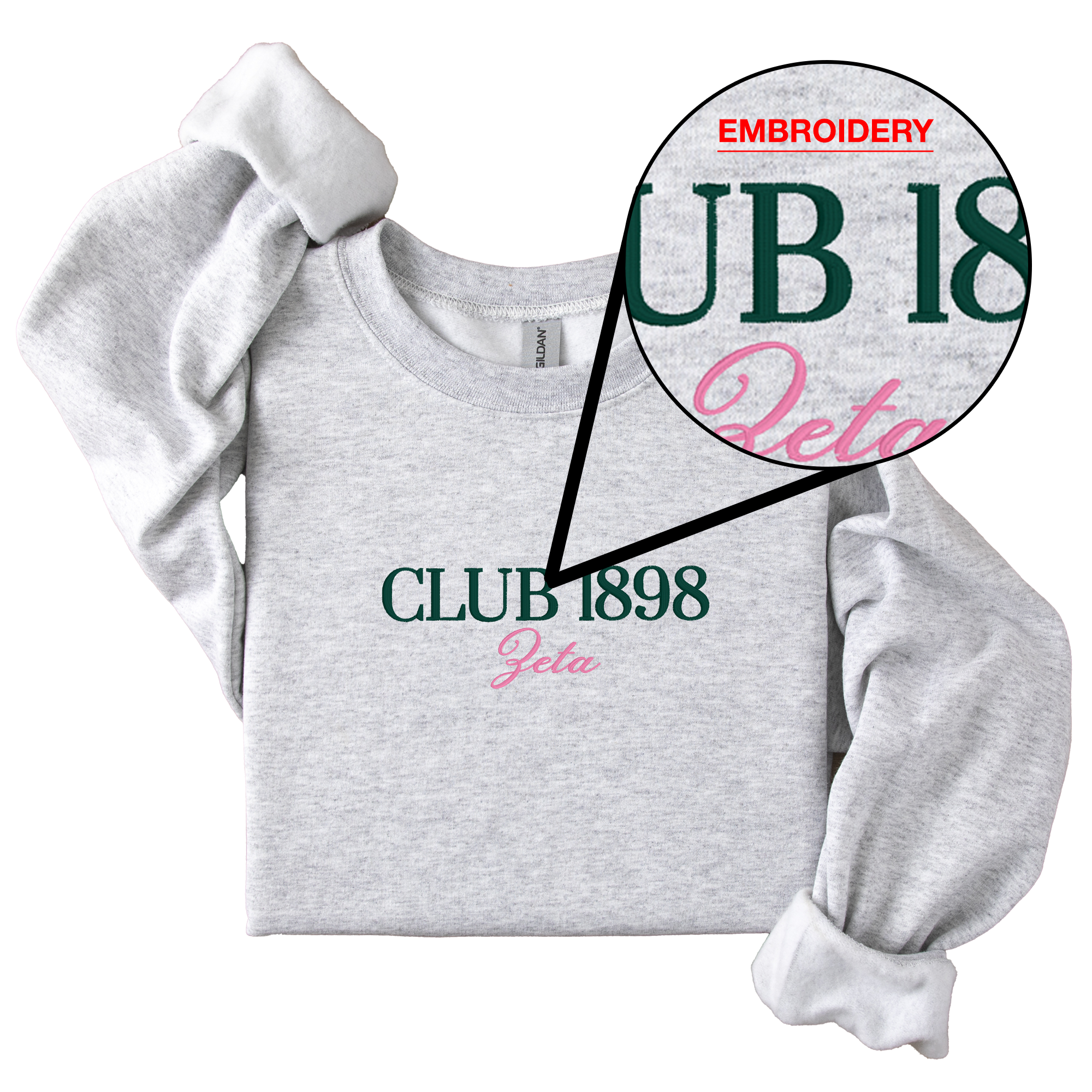Zeta Tau Alpha Tennis Club - Embroidered & Printed Preppy Sorority Sweater - Ash