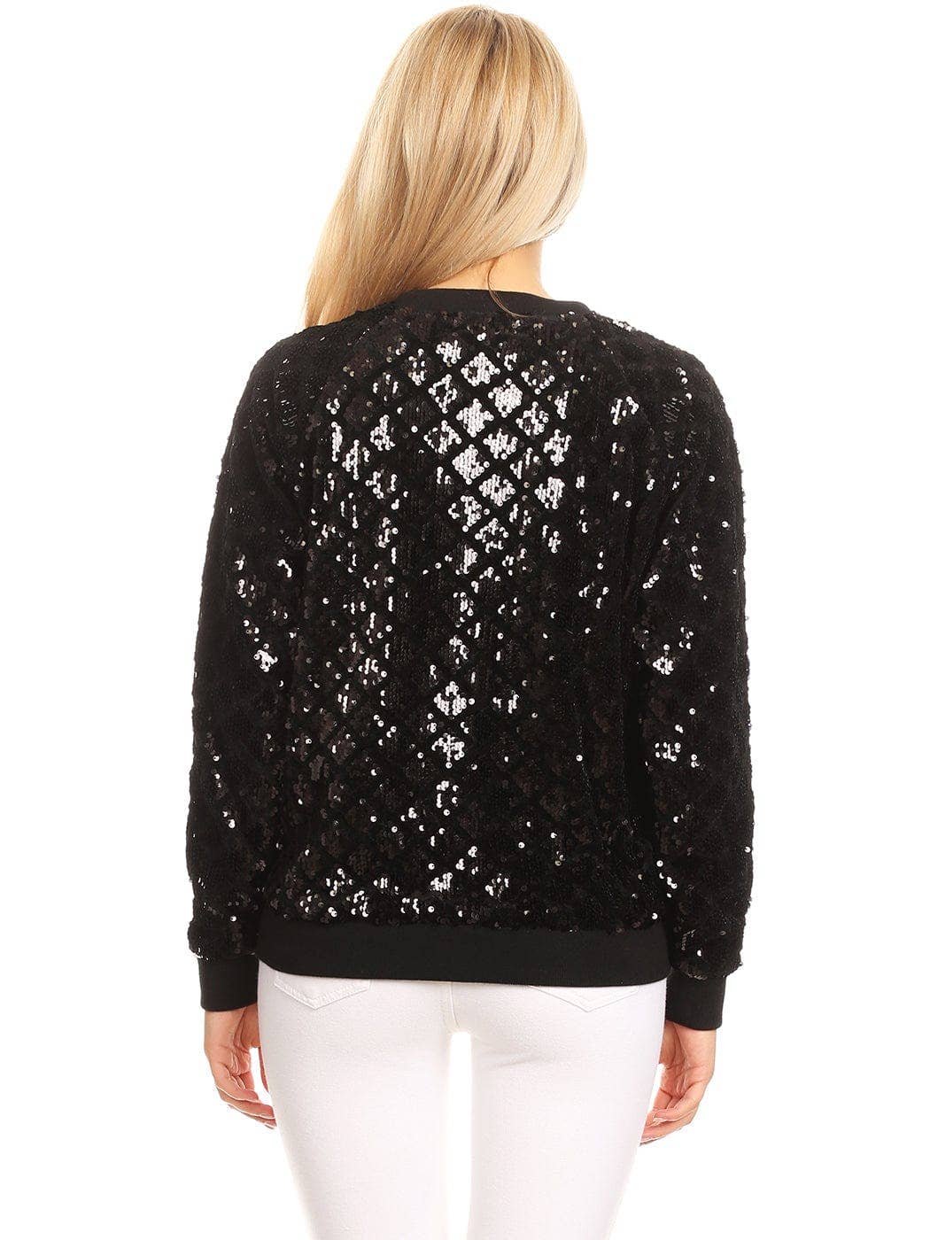 Game Day Sequin Bomber Zip-Up Jacket