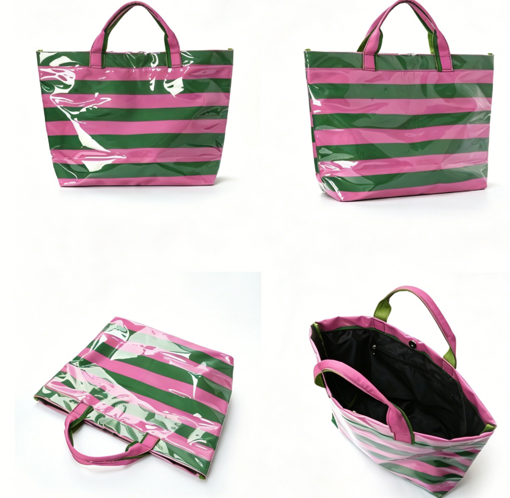 Striped Tote Bag PVC Handbag