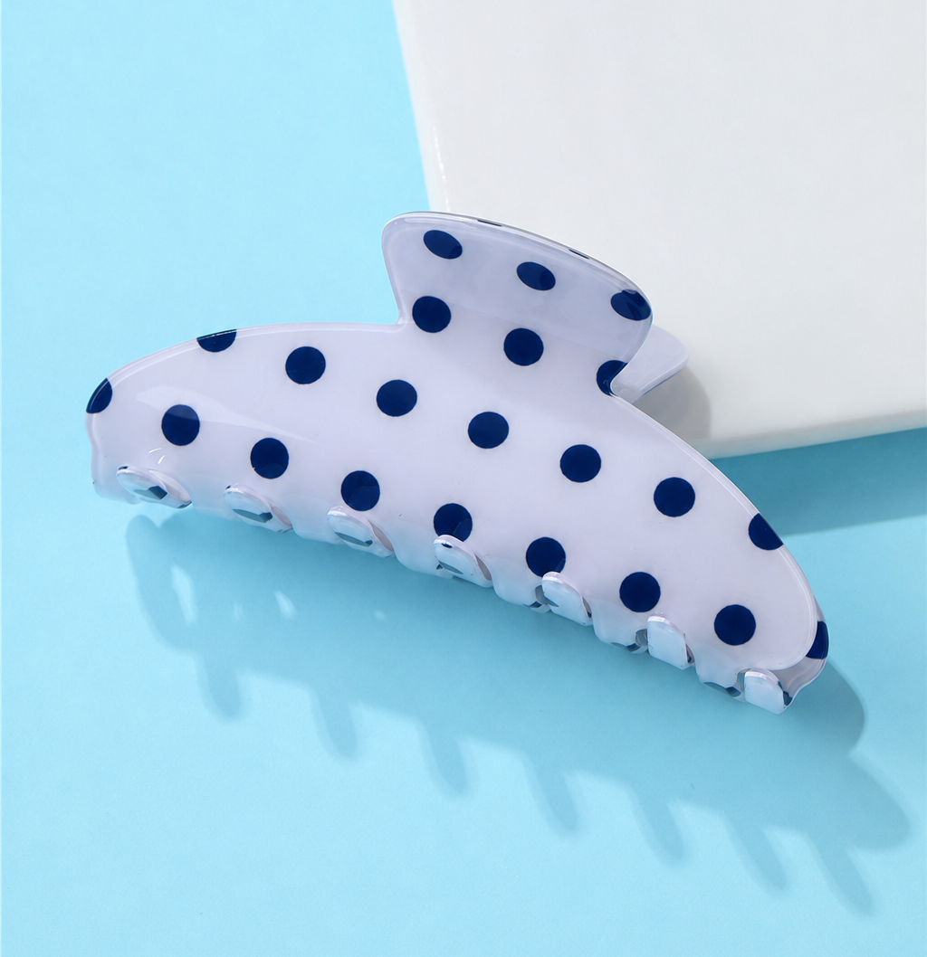 Retro Polka Dot Hair Claw - Glossy Spotted French