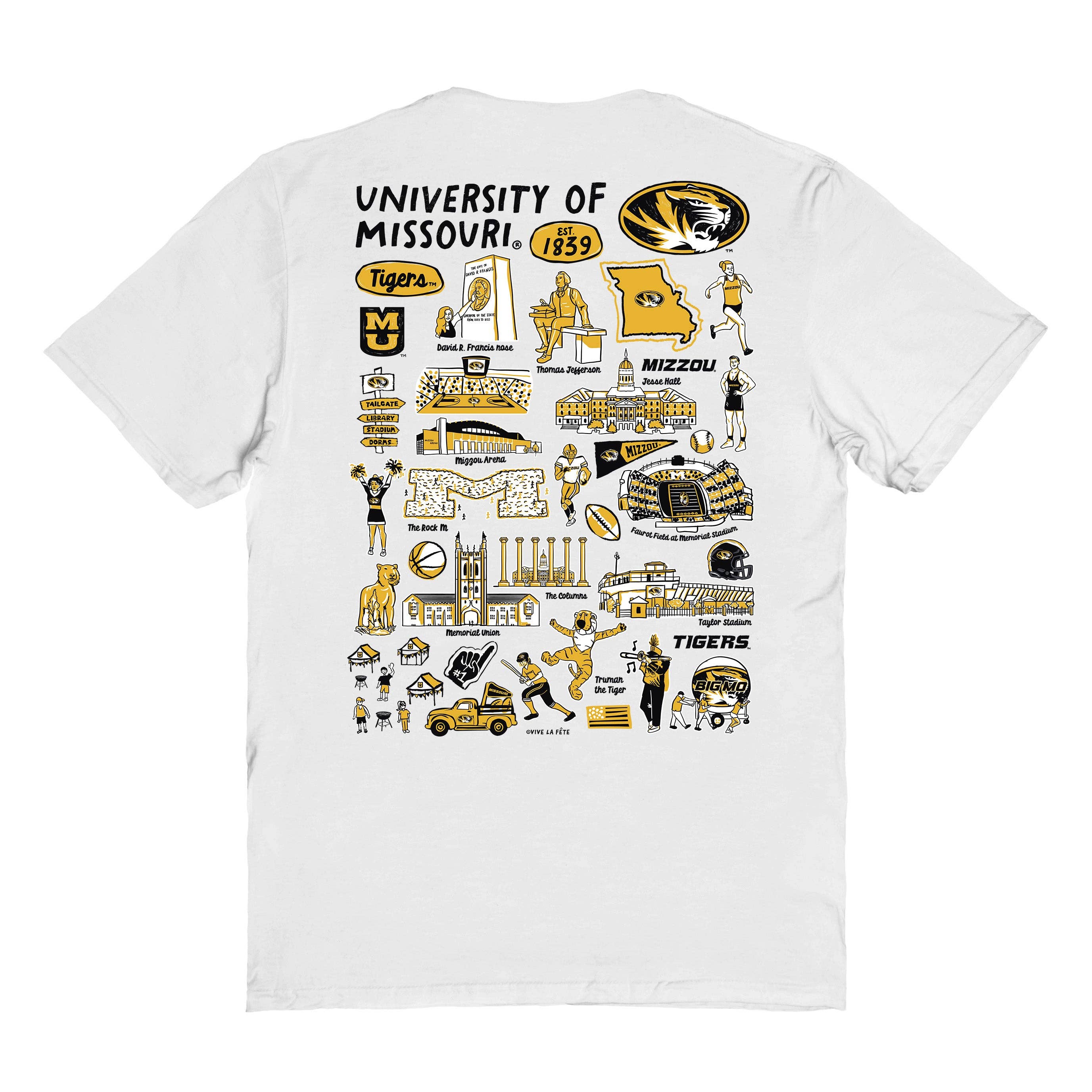 Missouri Tigers MU Vive La Fete Impressions Artwork Womens Cotton Tshirt: Heather Gray / S