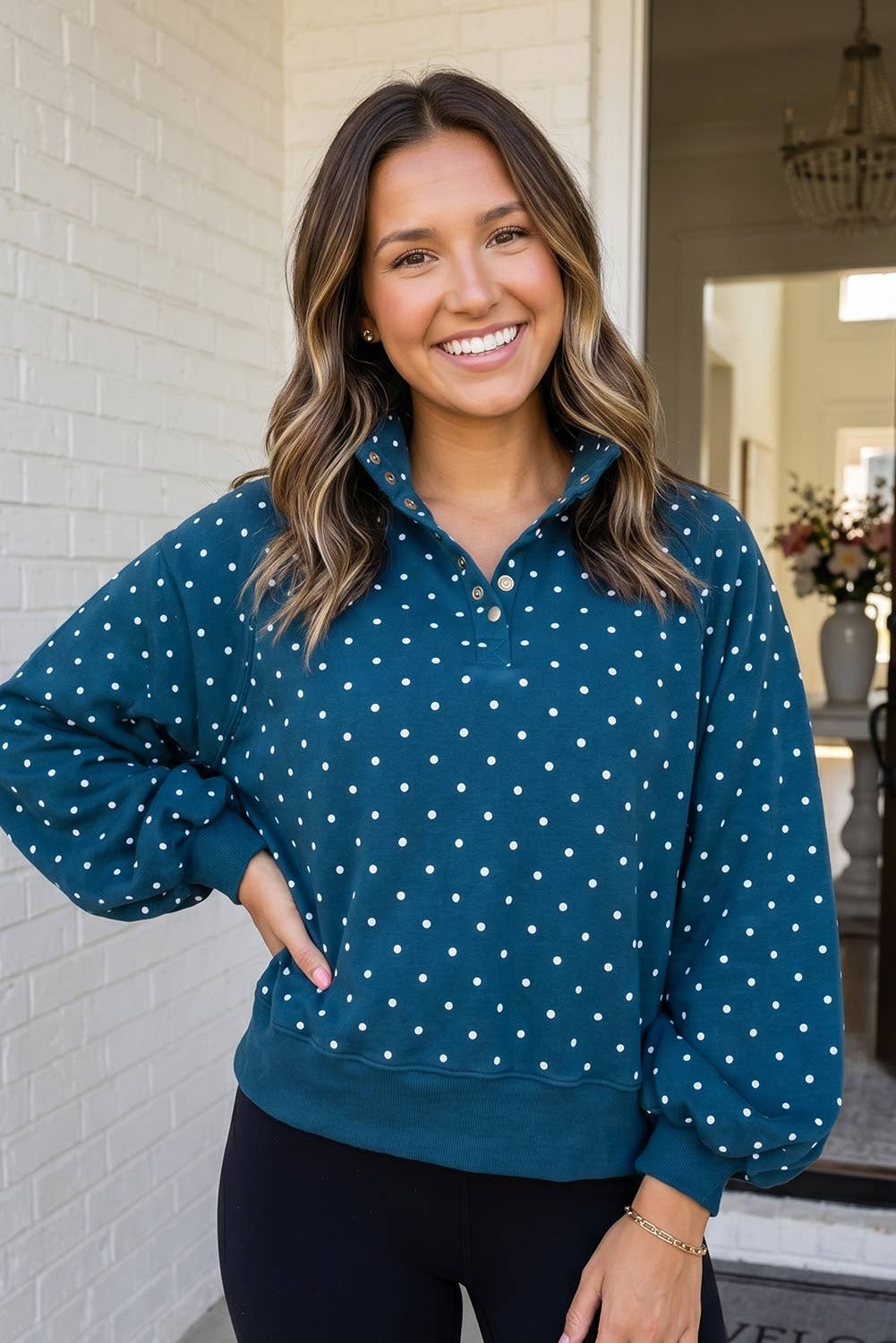 Strawberry Chip Polka Dot Pullover Sweatshirt