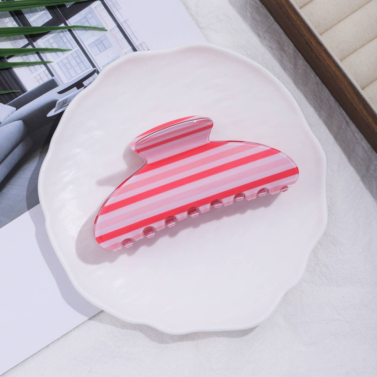 Vibrant Pastel Horizontal Stripe Hair Claw Clip