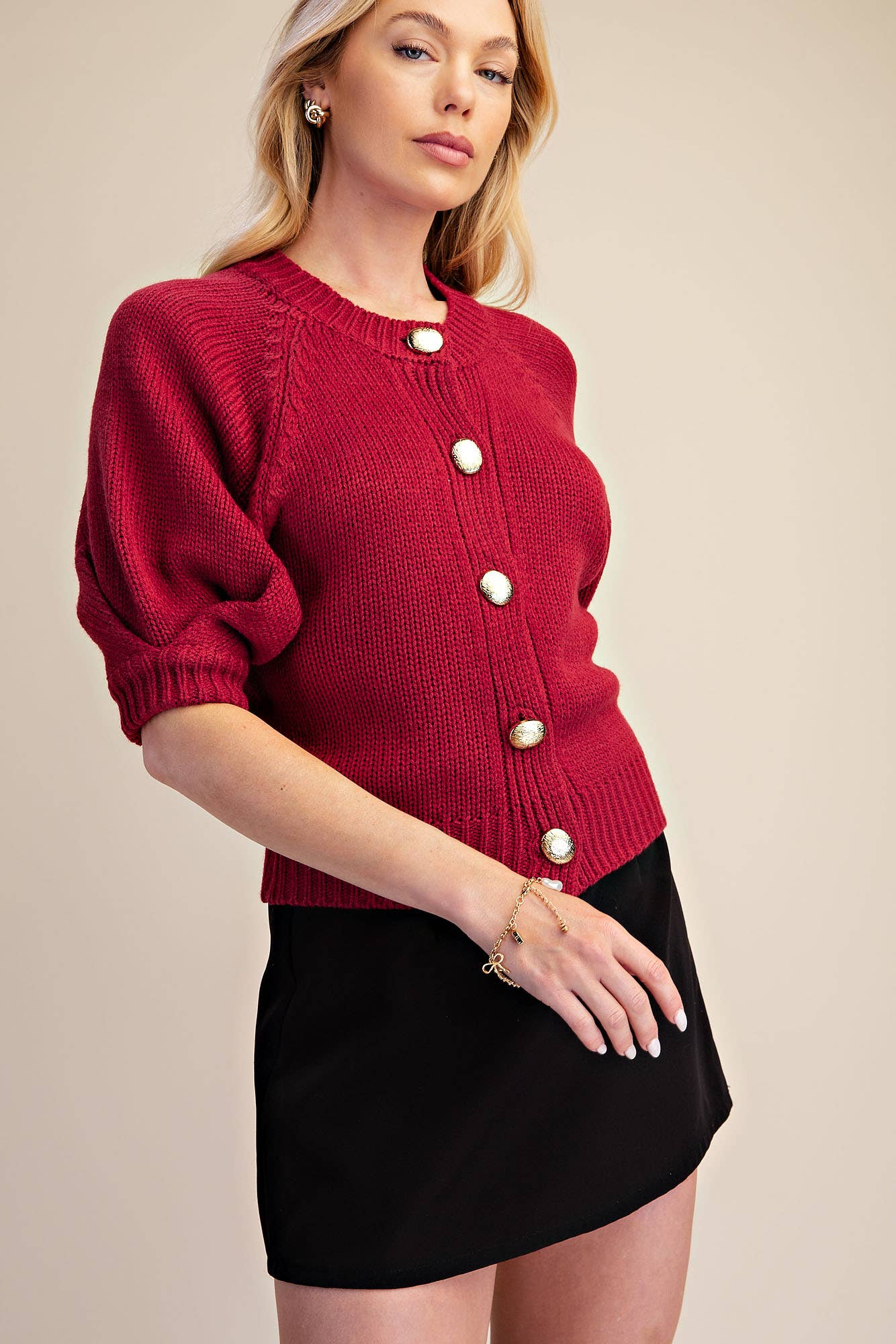 Puff Sleeve Sweater Cardigan