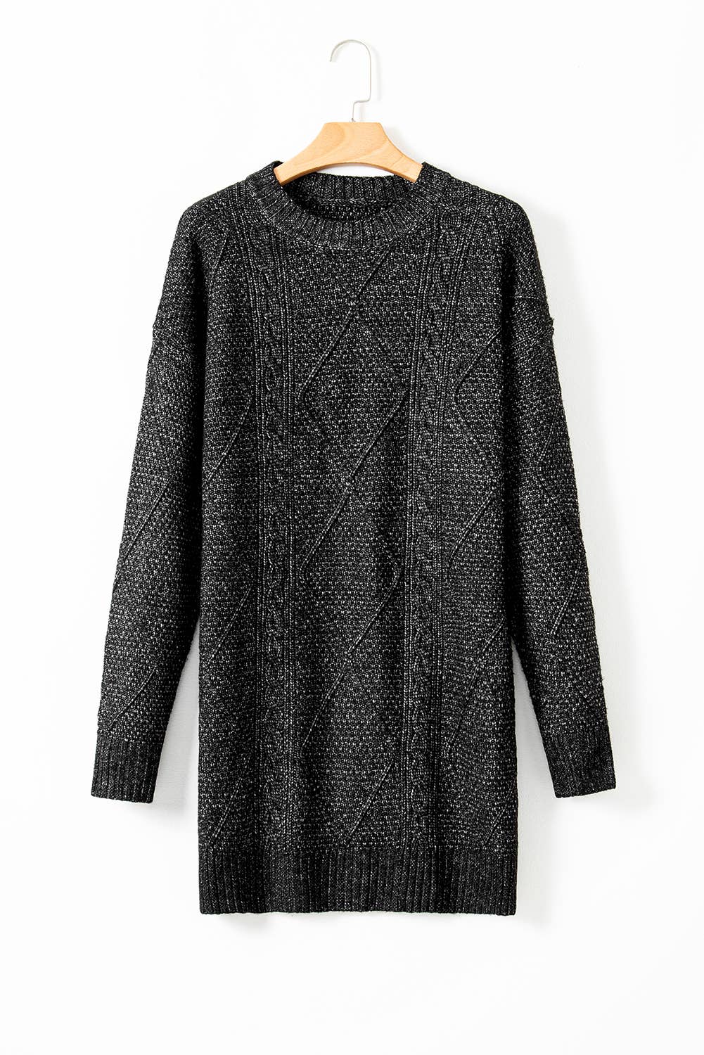 Cable Knit Loose Fit Sweater Mini Dress