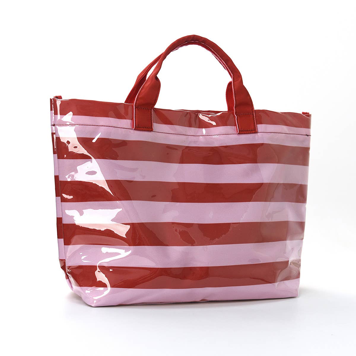 Striped Tote Bag PVC Handbag