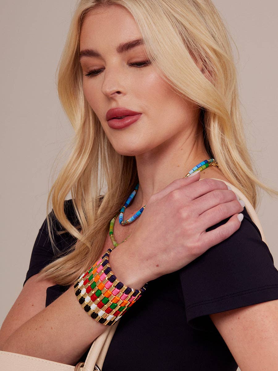 Enamel Tile Stretch Bracelet