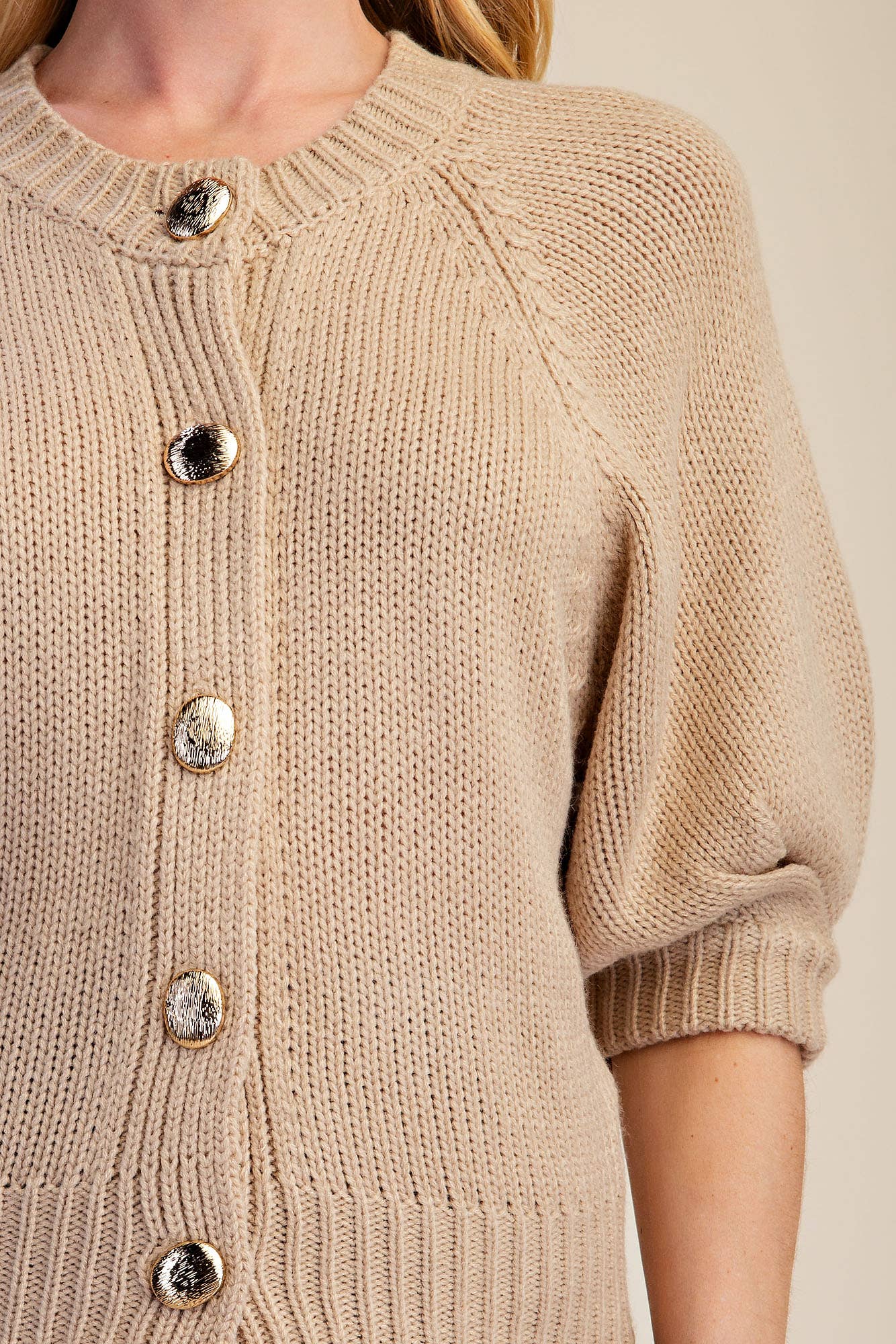 Puff Sleeve Sweater Cardigan
