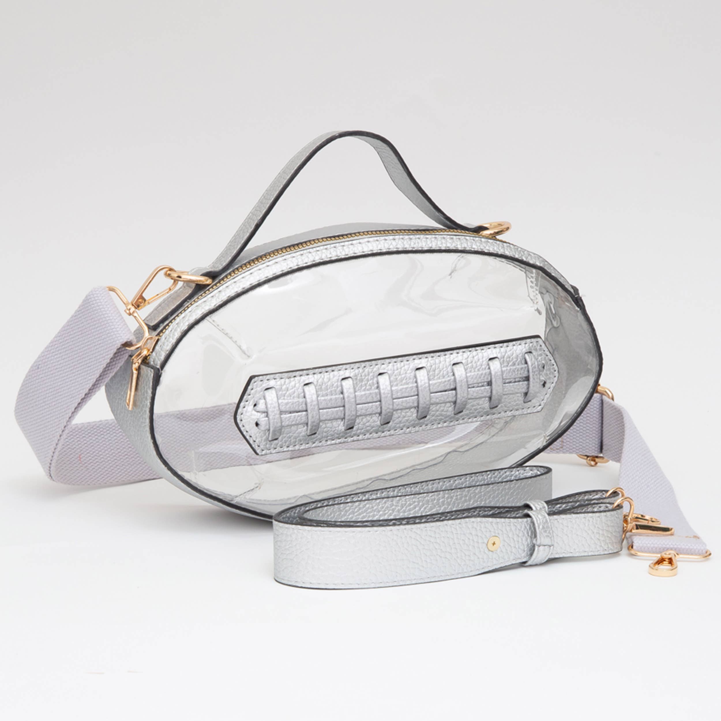 Foot Ball Shape Transparent Clear Stadium Bag: Black