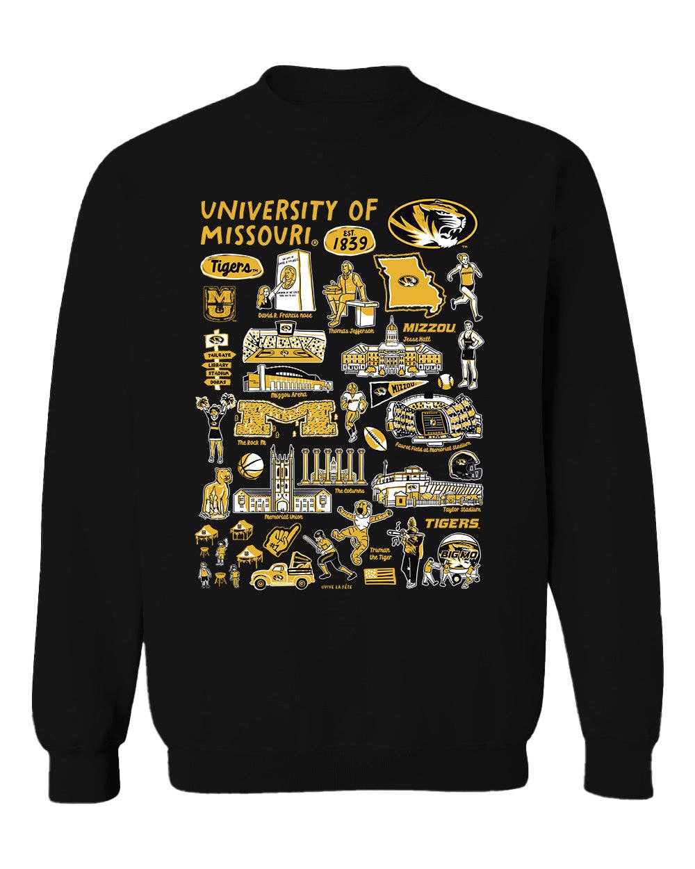 Missouri Tigers MU Vive La Fete Impressions Black Cotton Crewneck Sweatshirt for Women: Black / S