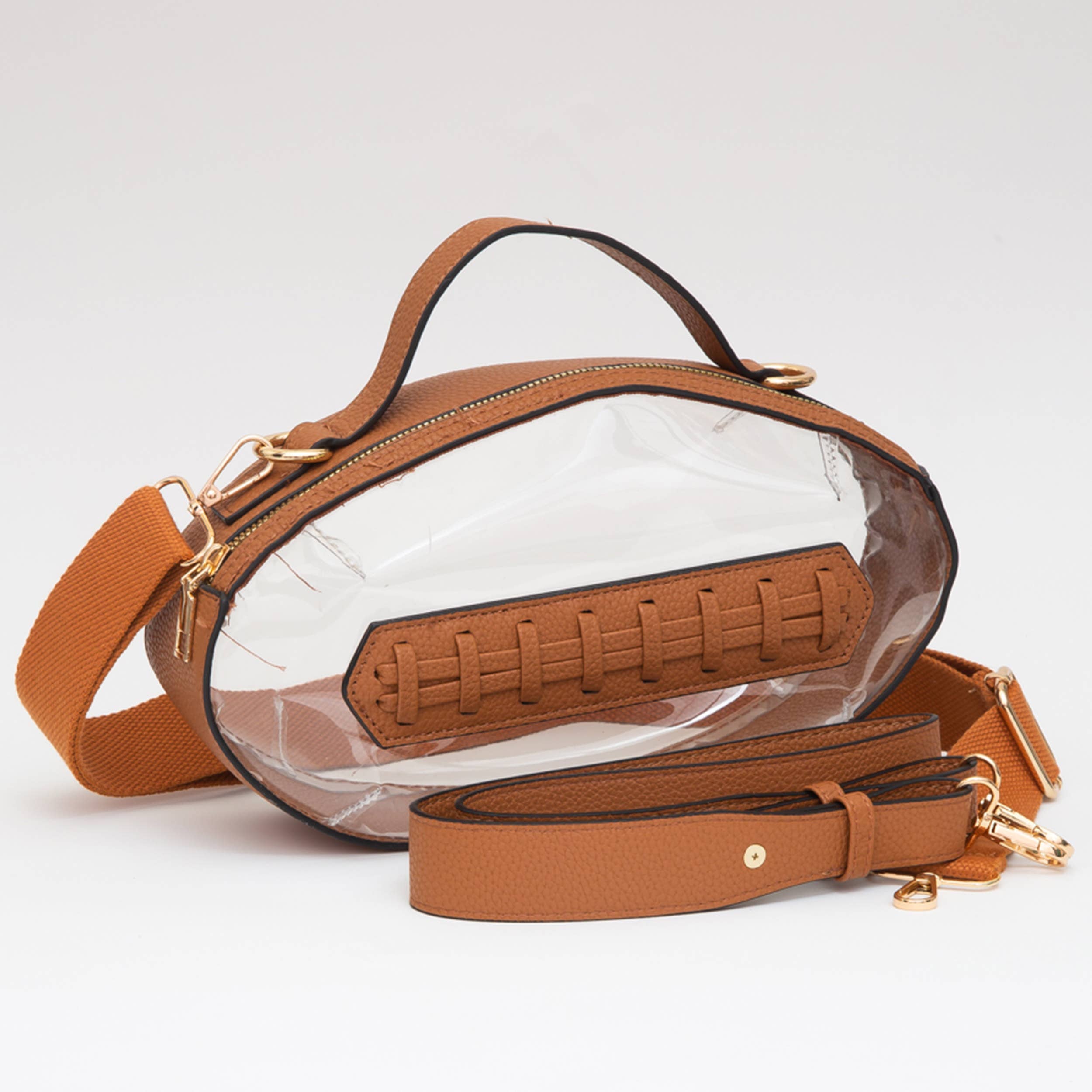 Foot Ball Shape Transparent Clear Stadium Bag: Black