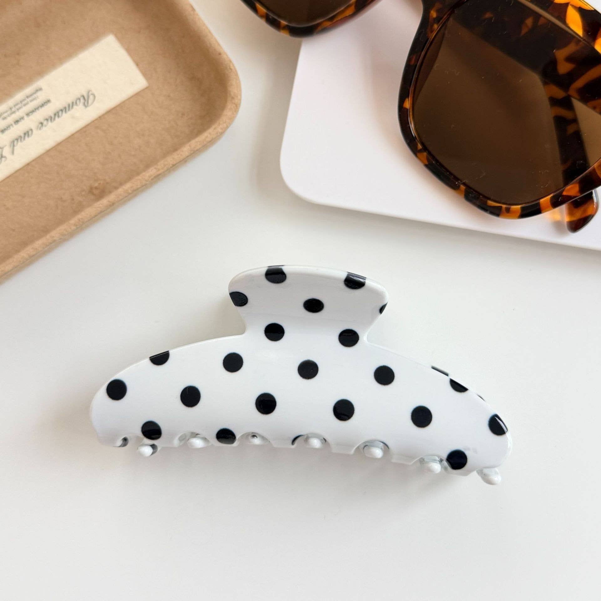 Vibrant Polka Dot Print Hair Claw Clip