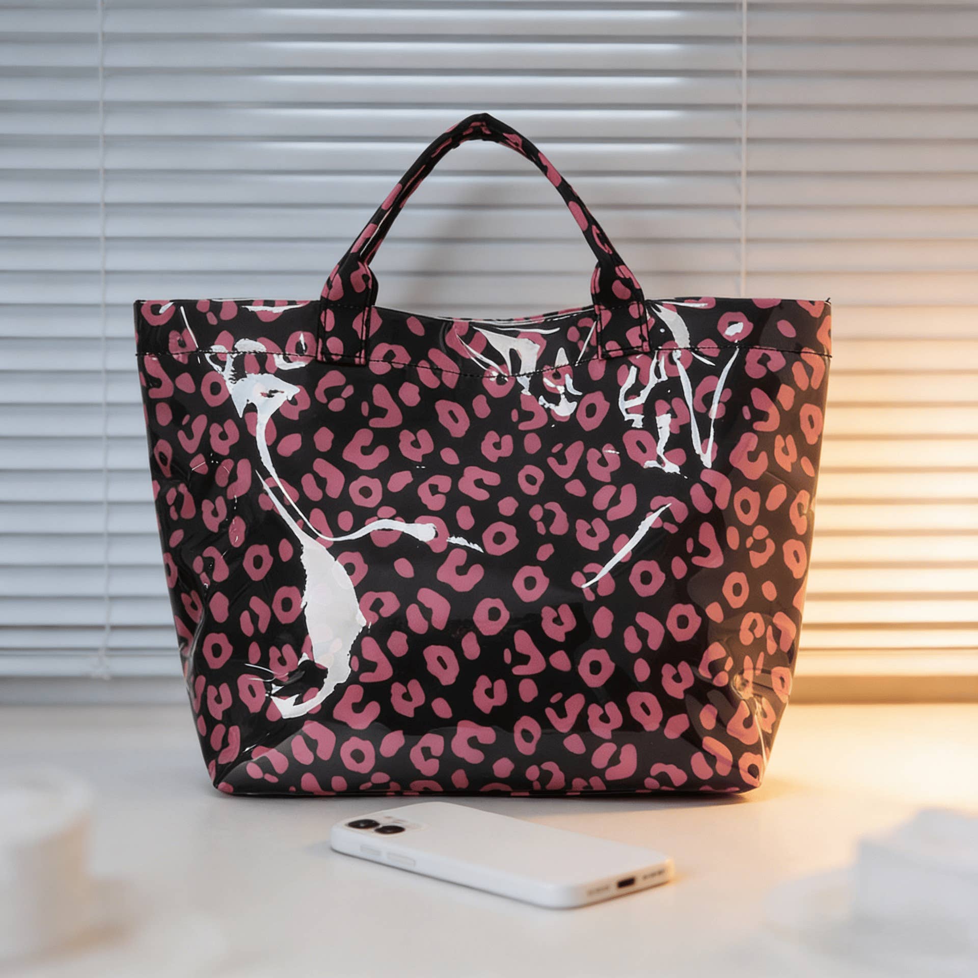 Striped Tote Bag PVC Handbag