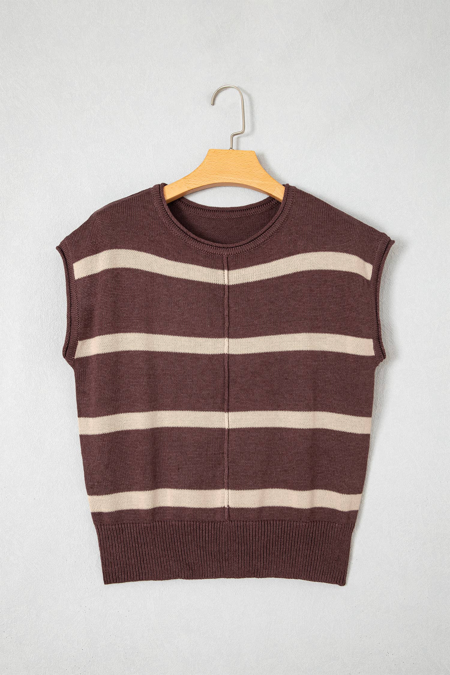 Striped Cap Sleeve Knit Sweater