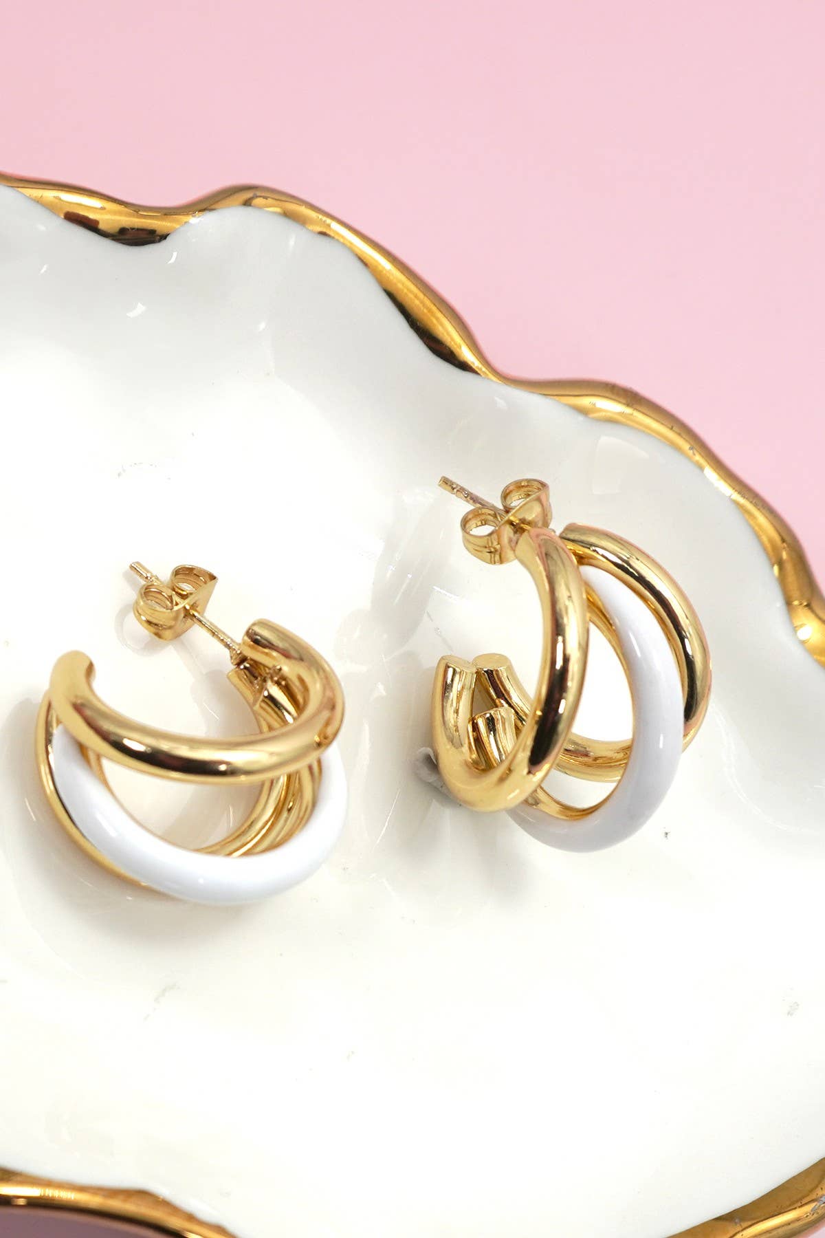 18K Stainless Steel Tarnish Free Enamel Hoop