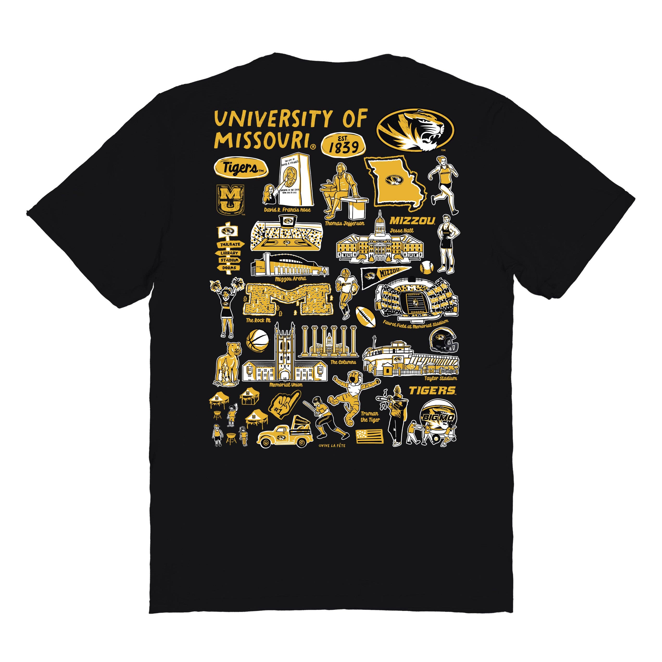 Missouri Tigers MU Vive La Fete Impressions Artwork Womens Cotton Tshirt: Heather Gray / S