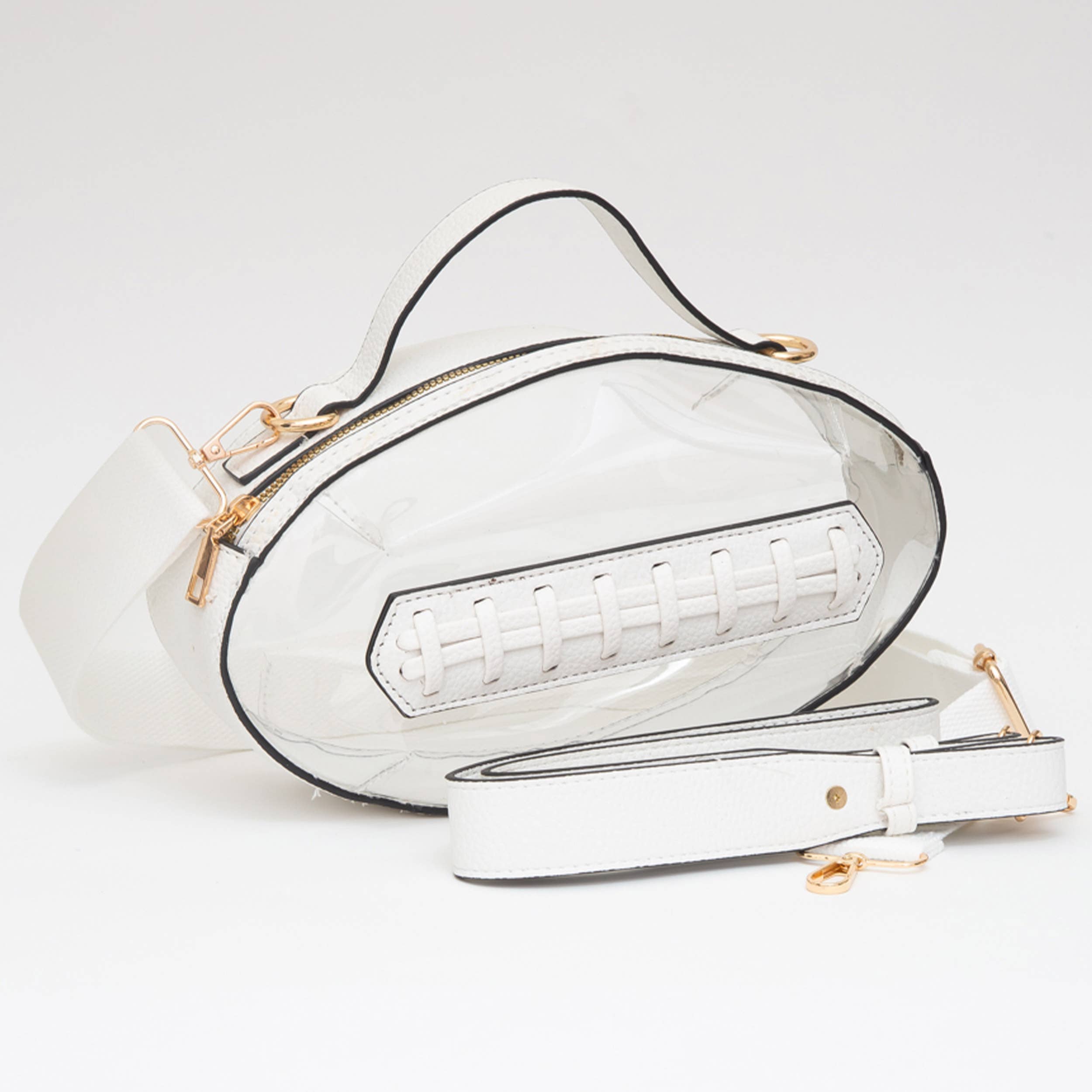 Foot Ball Shape Transparent Clear Stadium Bag: Black