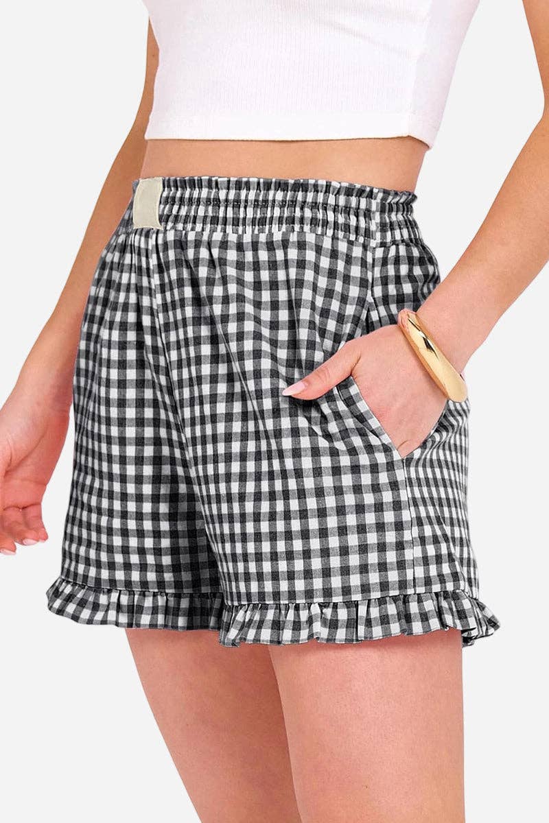 Gingham Frilled Casual Shorts