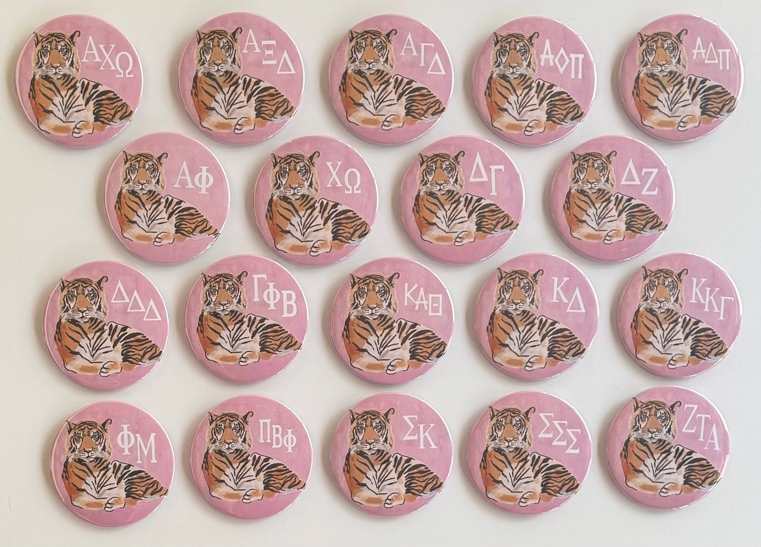 Sorority 3" Button - Pink Tiger Design: Delta Gamma