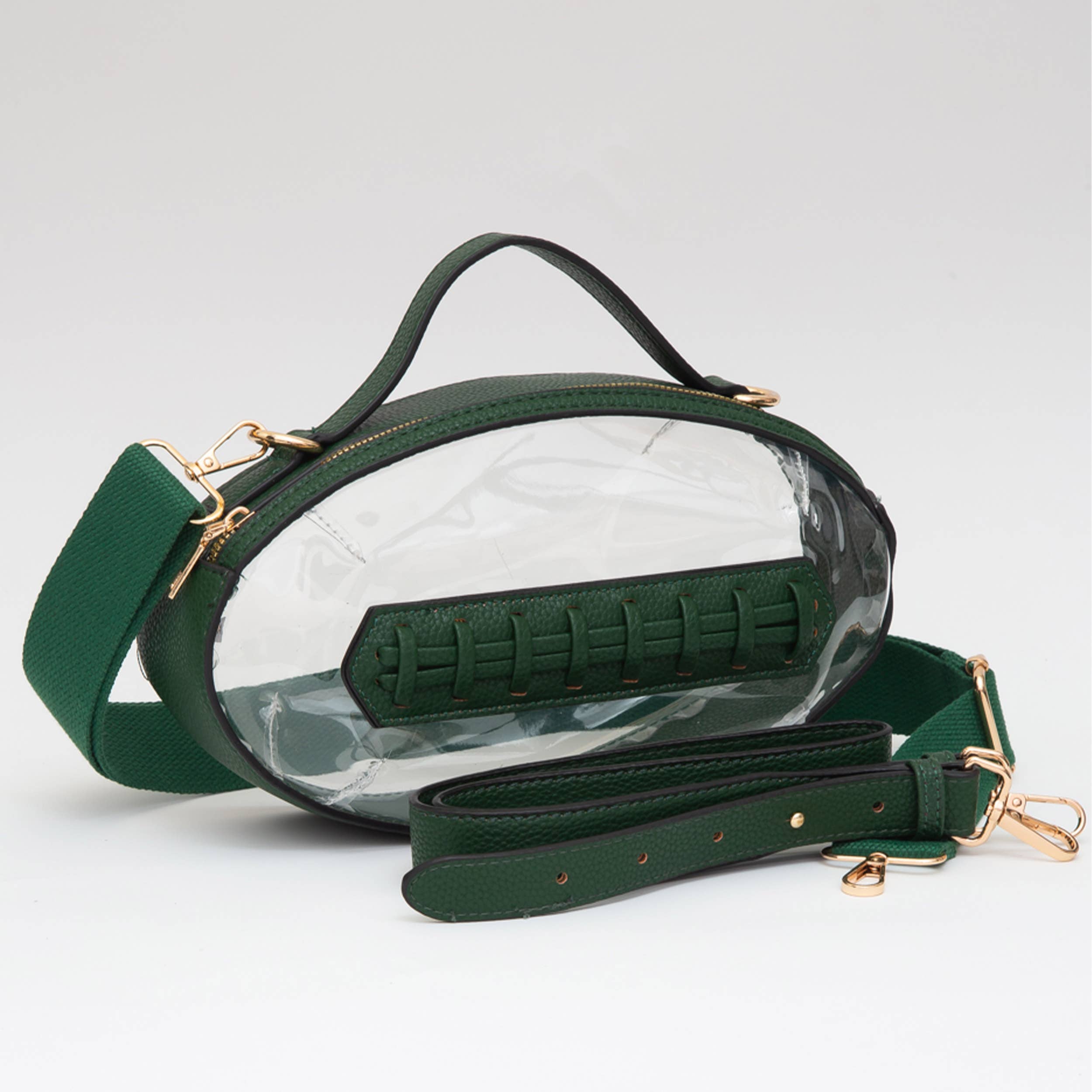 Foot Ball Shape Transparent Clear Stadium Bag: Black