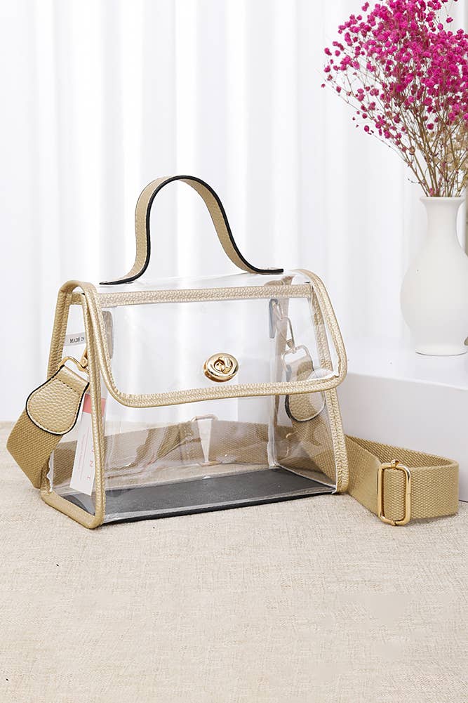 Clear Stadium Crossbody hand Bag: Black