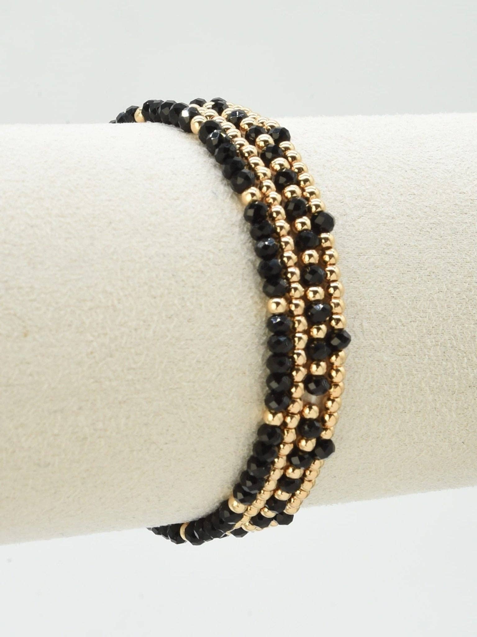 4 Piece CCB Glass Bead Stretch Bracelet Set
