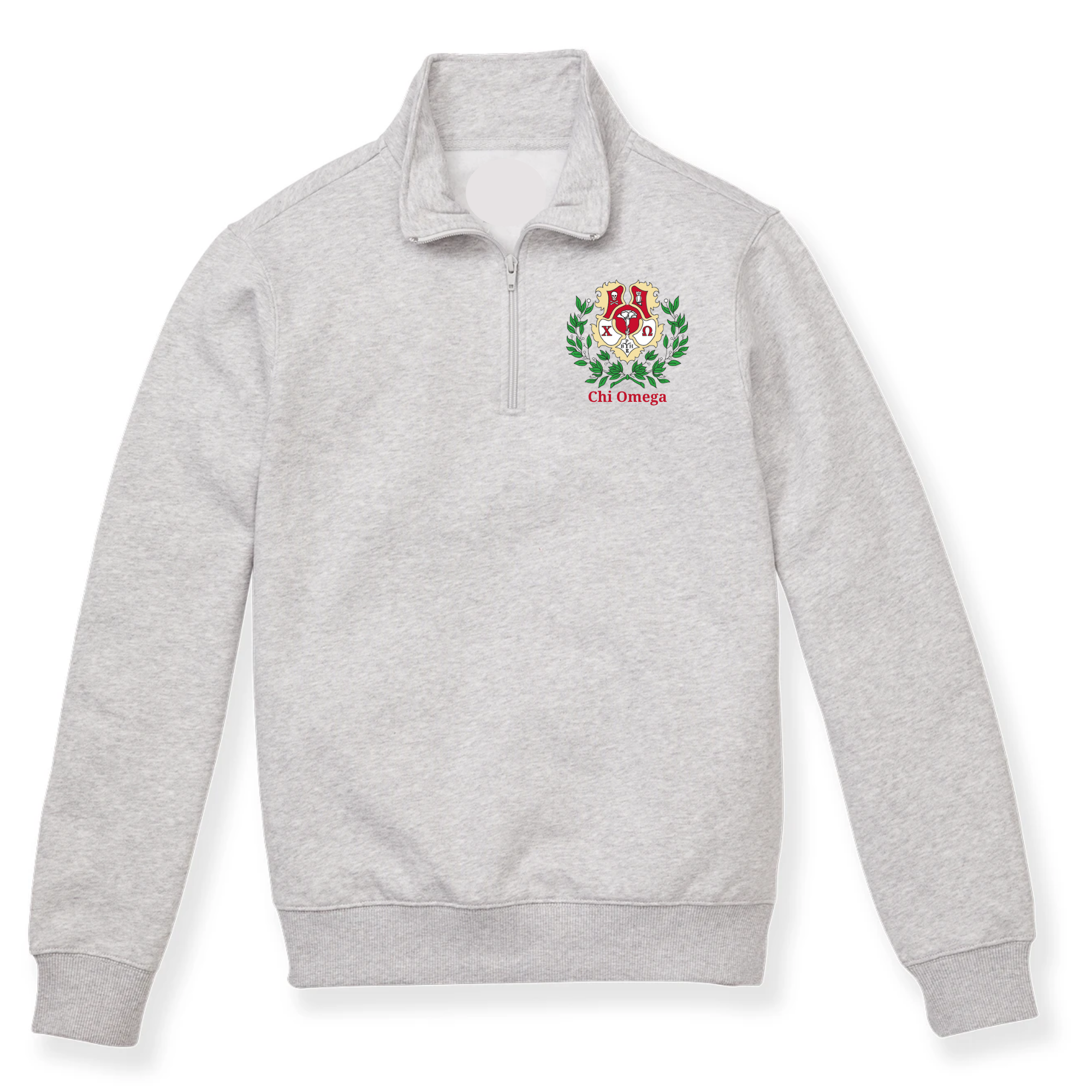 Chi Omega Crest Quarter Zip Sweatshirt