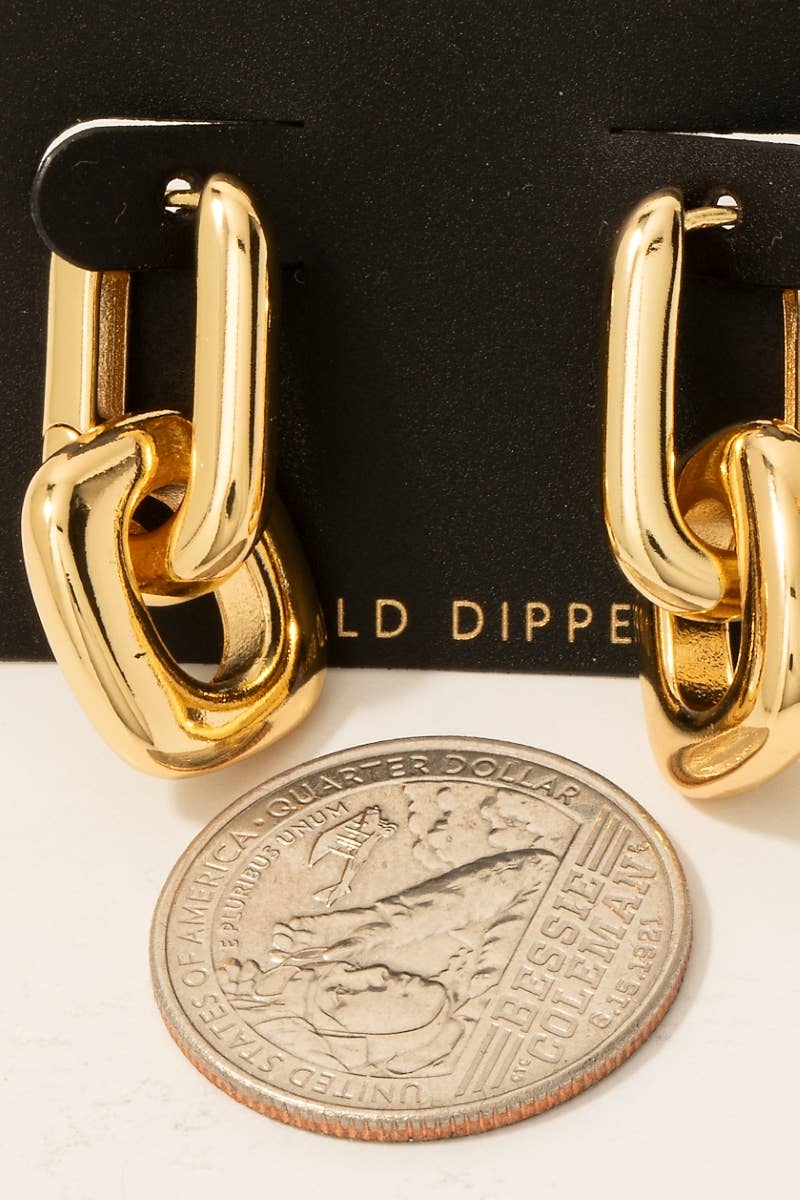 Gold Dipped Square And Rectangle Hoop Earrings