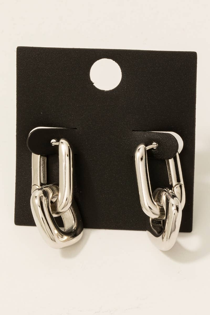Gold Dipped Square And Rectangle Hoop Earrings