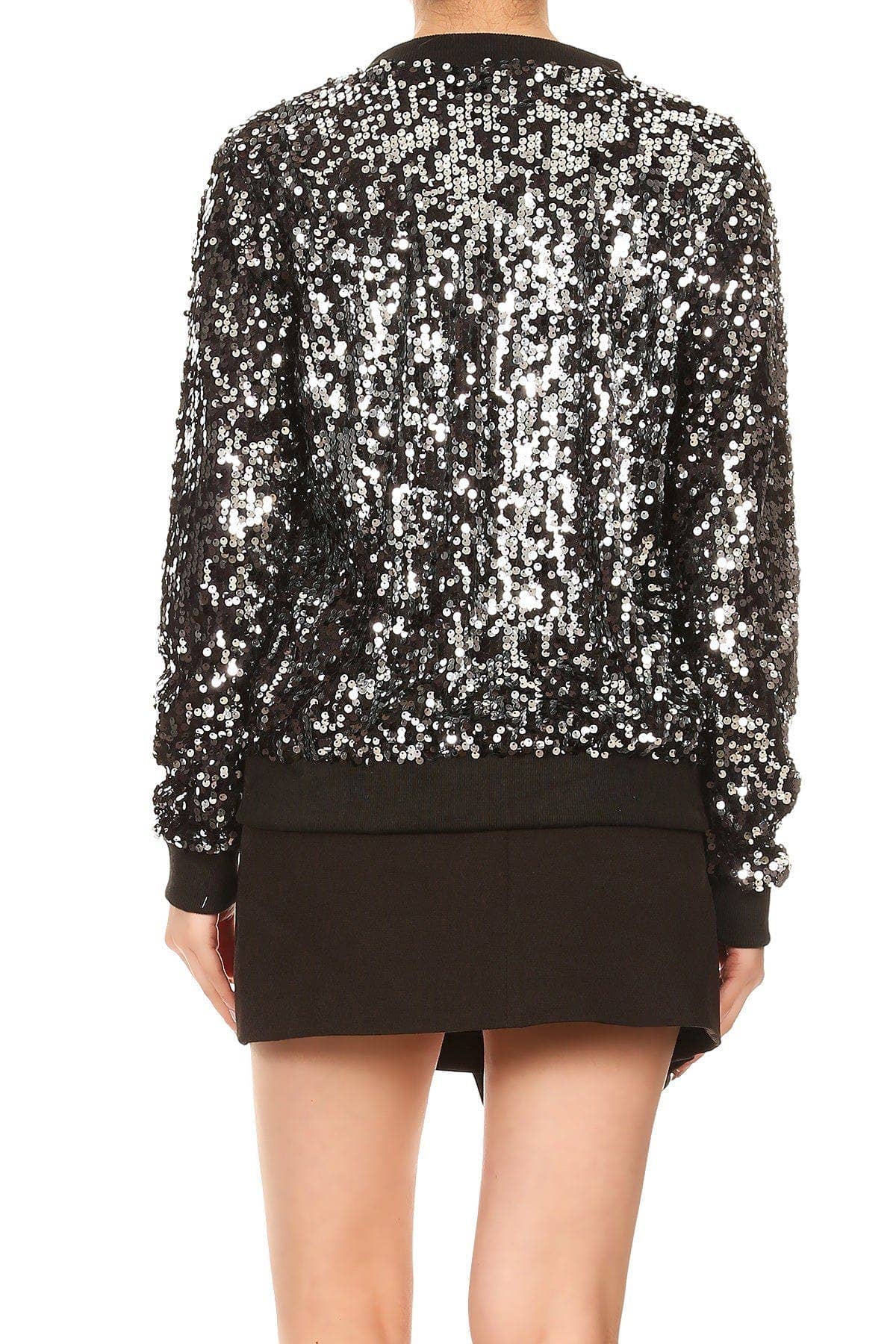 Game Day Sequin Bomber Zip-Up Jacket