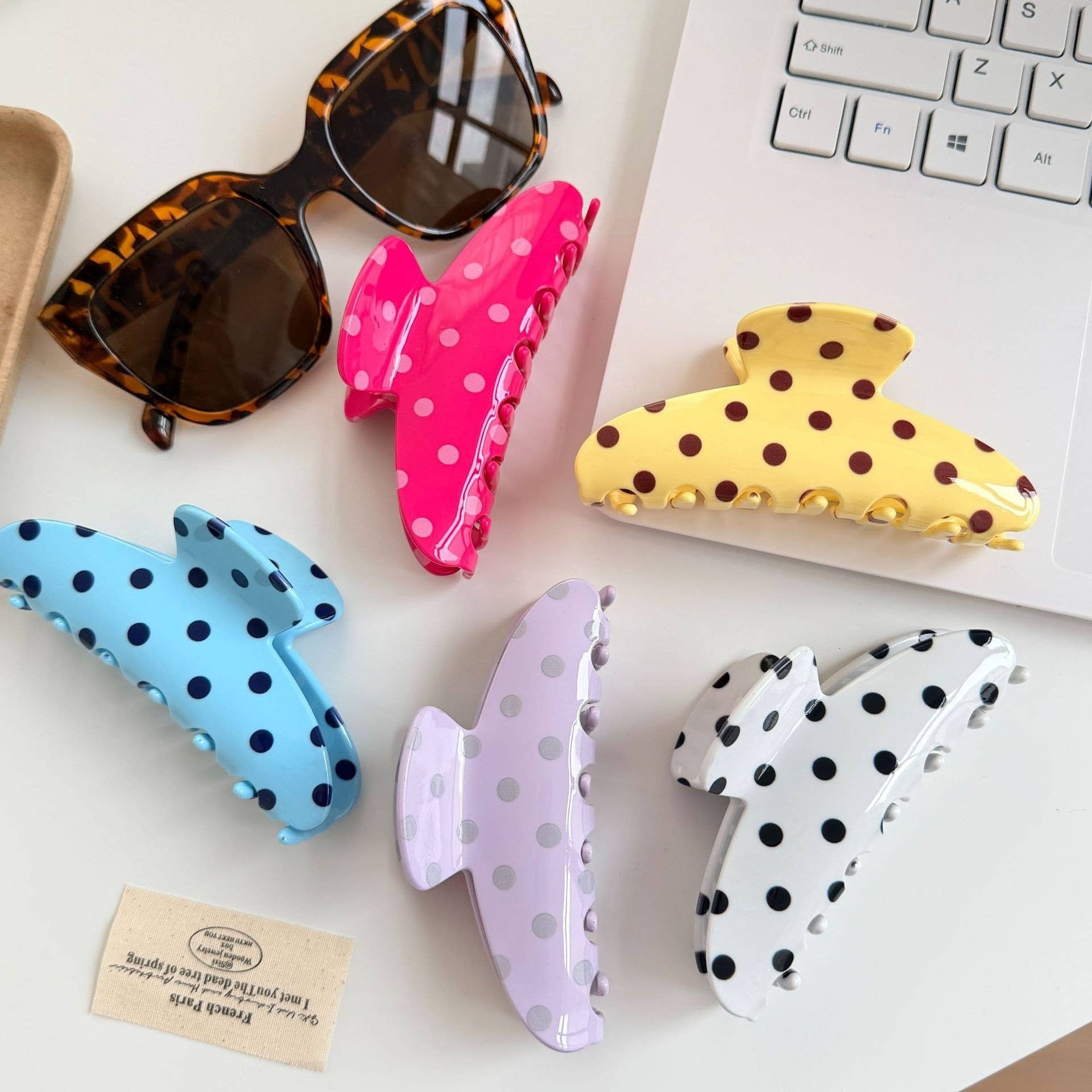 Vibrant Polka Dot Print Hair Claw Clip