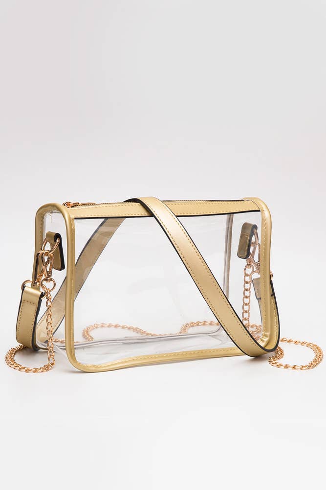 Clear Rectangle Stadium Concert Crossbody Bag: Black