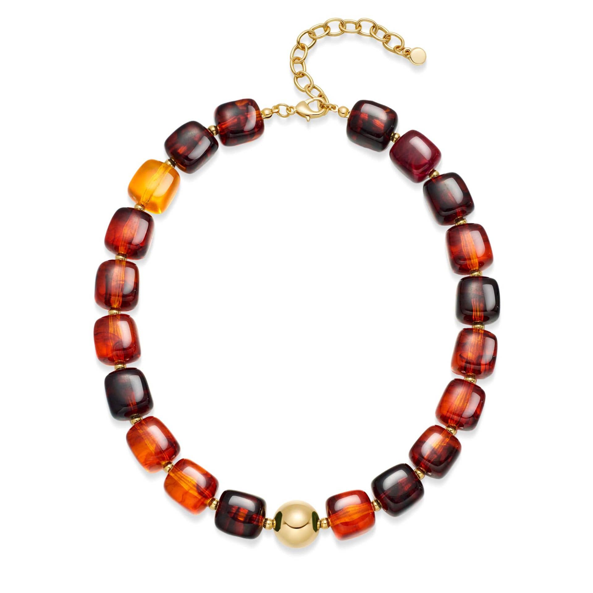 Square Resin Bead Necklace With Gold Ball Detail
