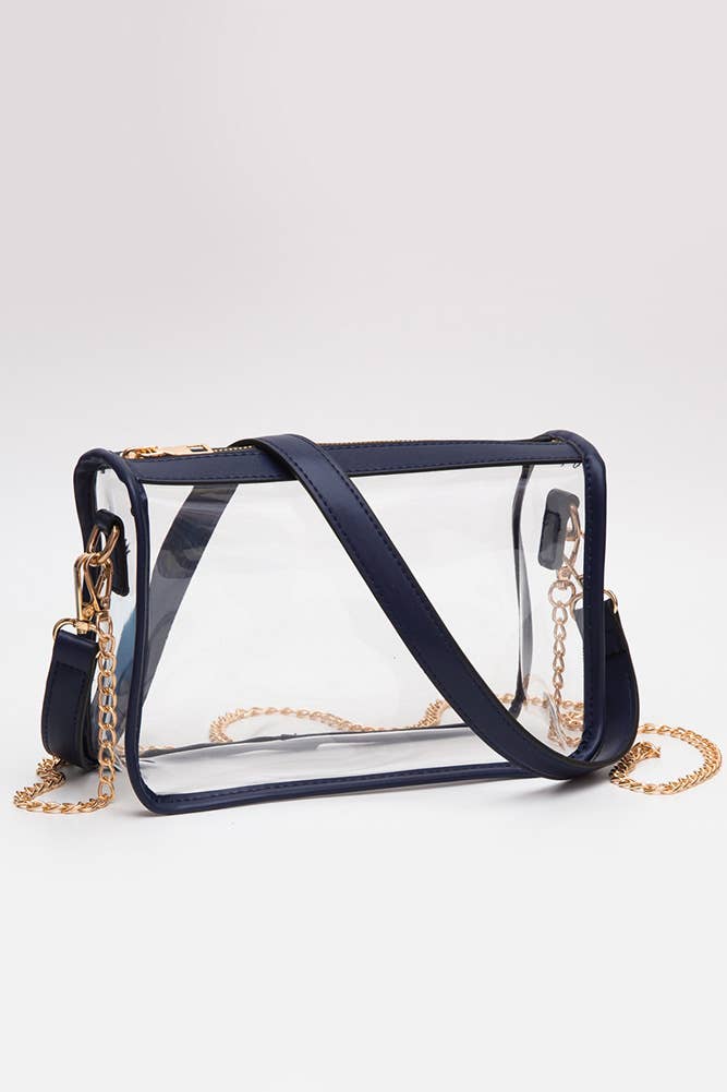 Clear Rectangle Stadium Concert Crossbody Bag: Gold
