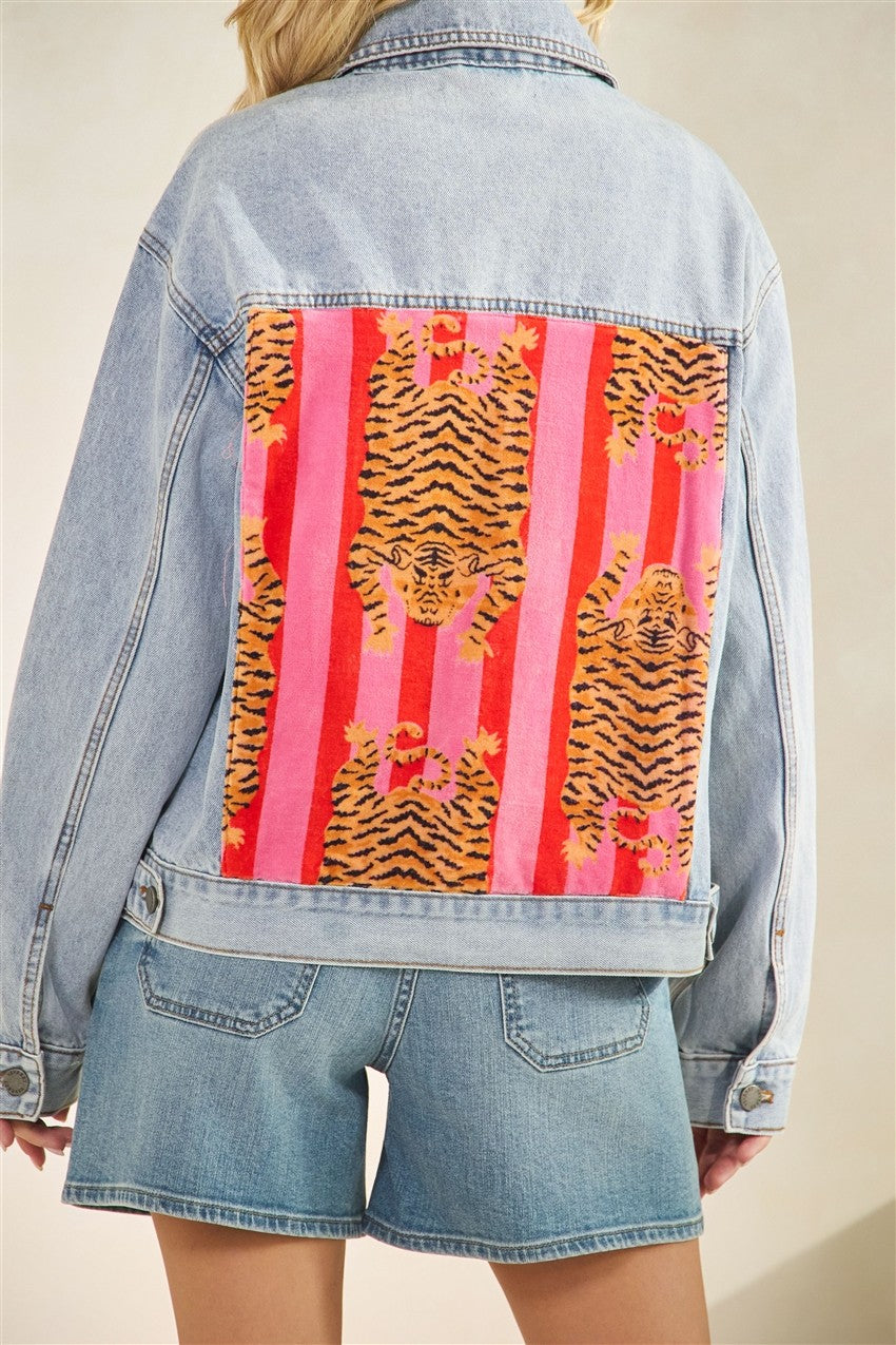 Denim Jacket with Tiger Back Panel