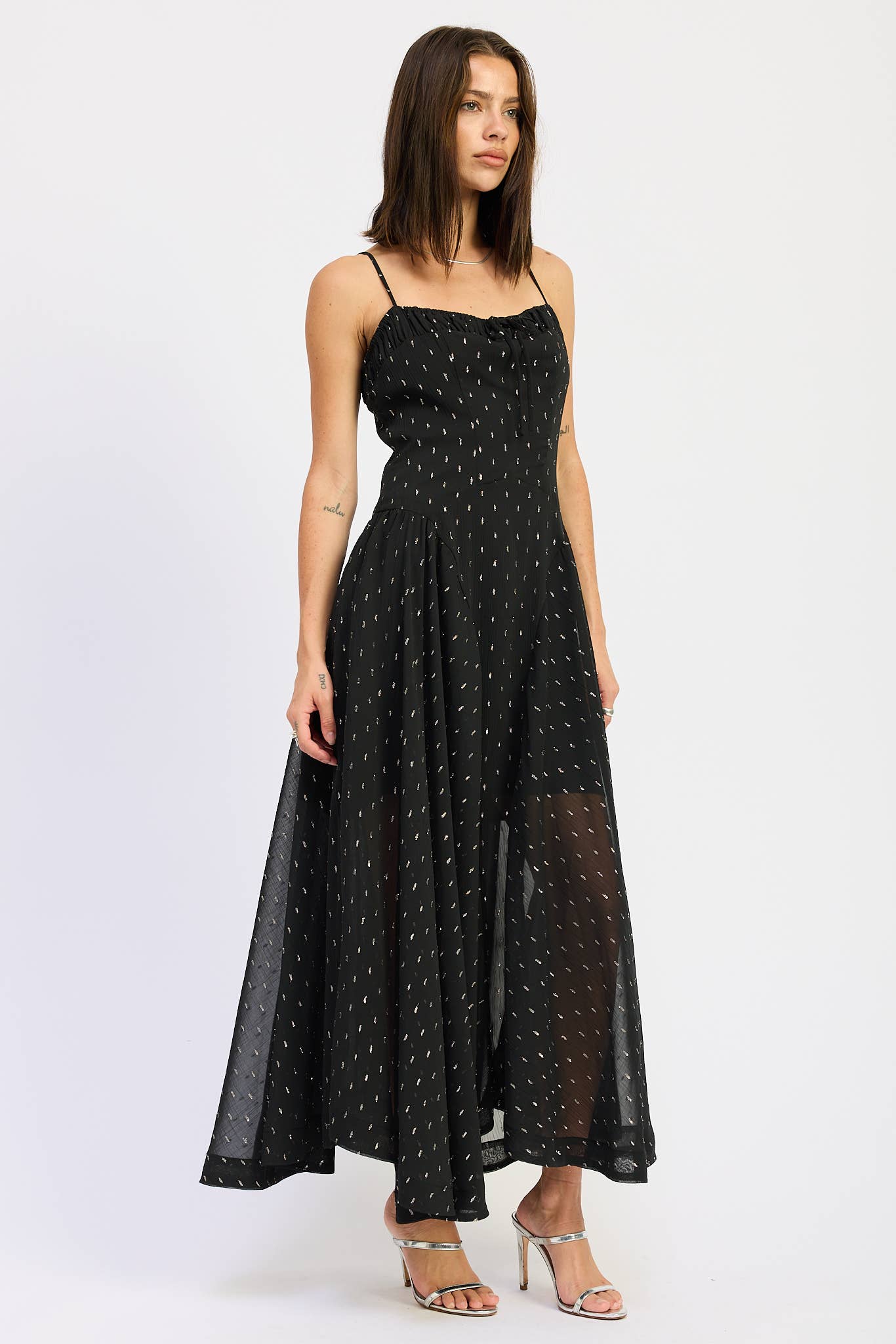 SPAGHETTI STRAP A LINE MAXI DRESS
