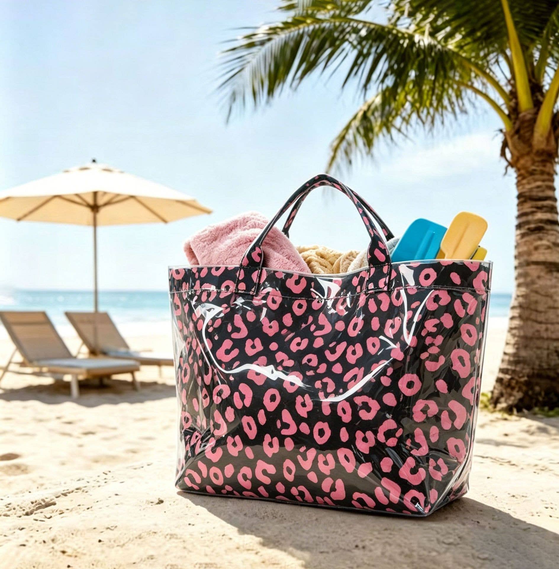 Striped Tote Bag PVC Handbag