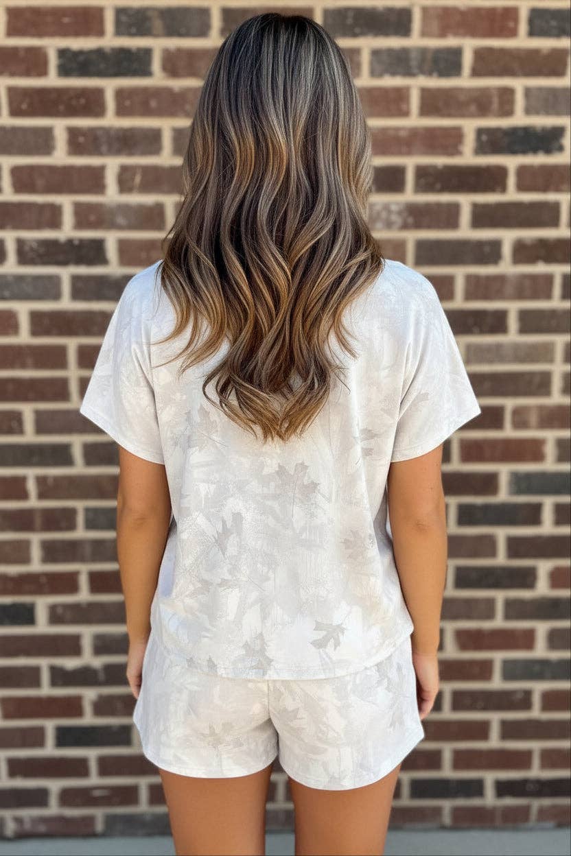 Camouflage Short Sleeve Top and Shorts Set