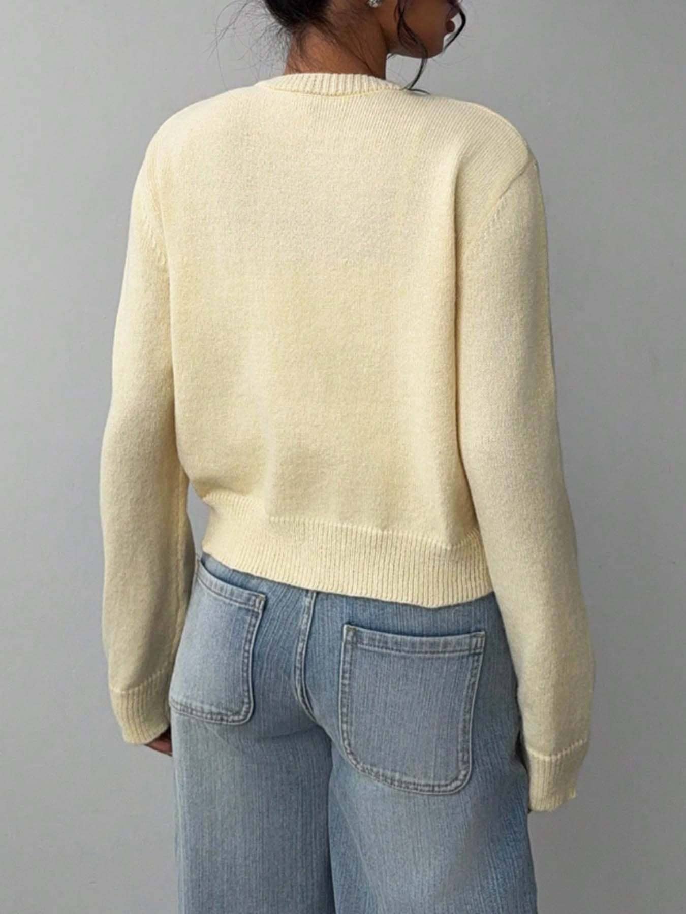 Soft Knit Button-Front Cropped Cardigan