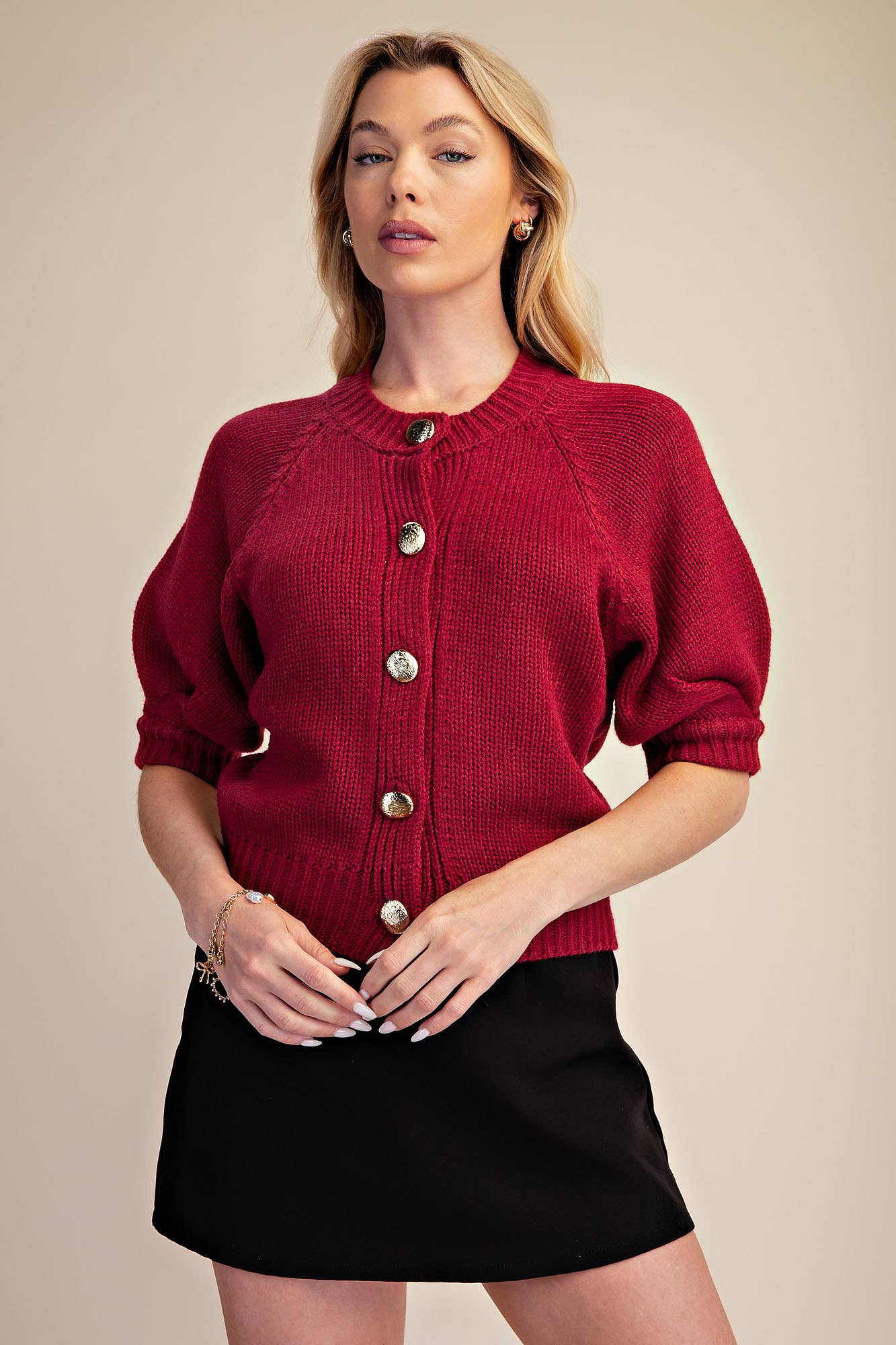 Puff Sleeve Sweater Cardigan