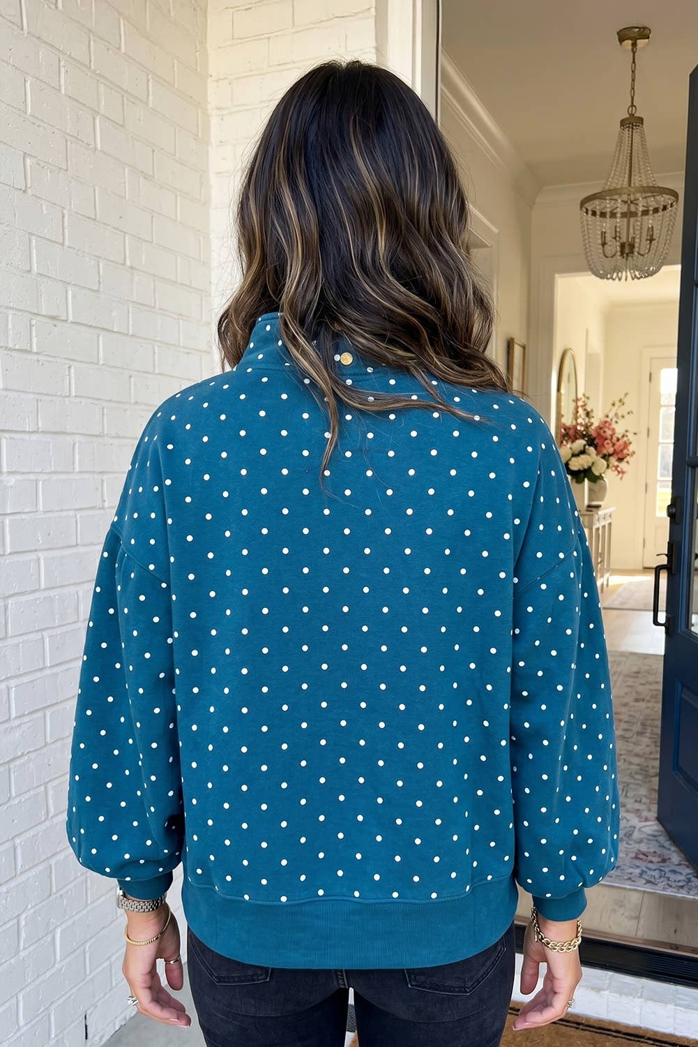 Strawberry Chip Polka Dot Pullover Sweatshirt