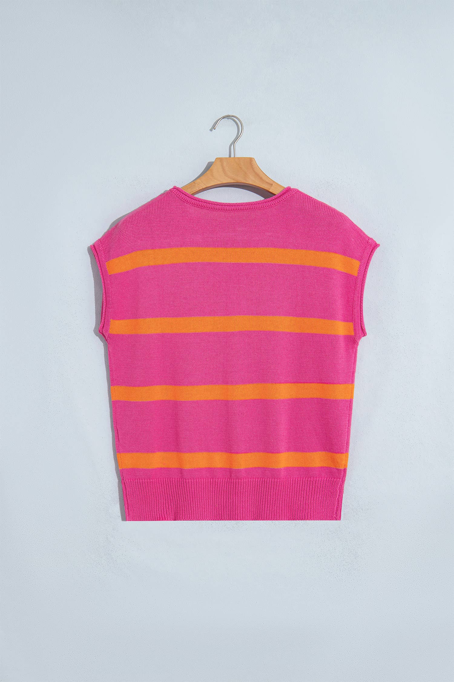 Striped Cap Sleeve Knit Sweater