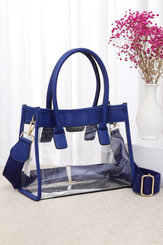 Color Trim Clear Hand Bag: Gold
