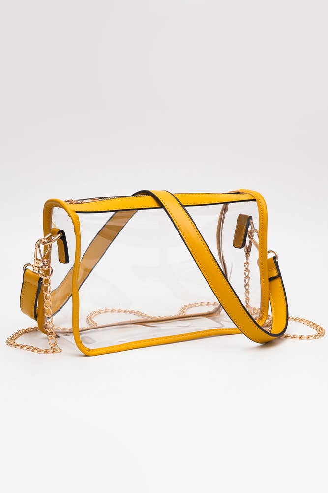 Clear Rectangle Stadium Concert Crossbody Bag: Black